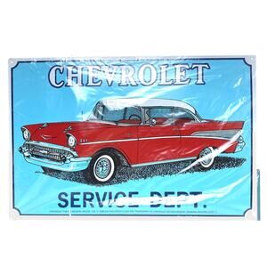 Vintage LOOK Tin Metal Sign Chevrolet Service Department 18 x 12 Inches